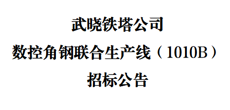 武曉鐵塔公司數(shù)控角鋼聯(lián)合生產(chǎn)線(xiàn)（1010B）招標(biāo)